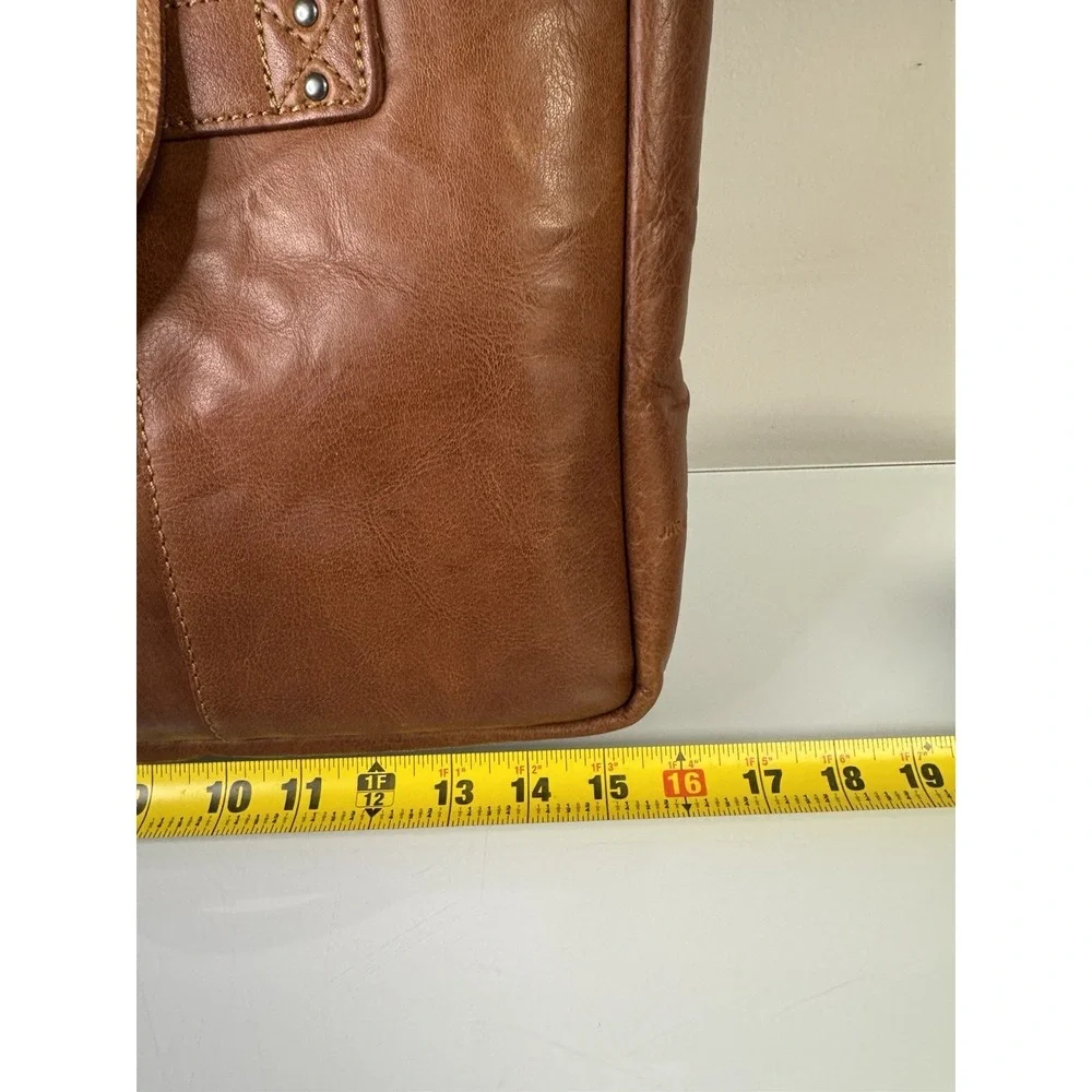 Jack Georges Brown Genuine Leather Laptop Work Bag With Strap Tote Briefcase